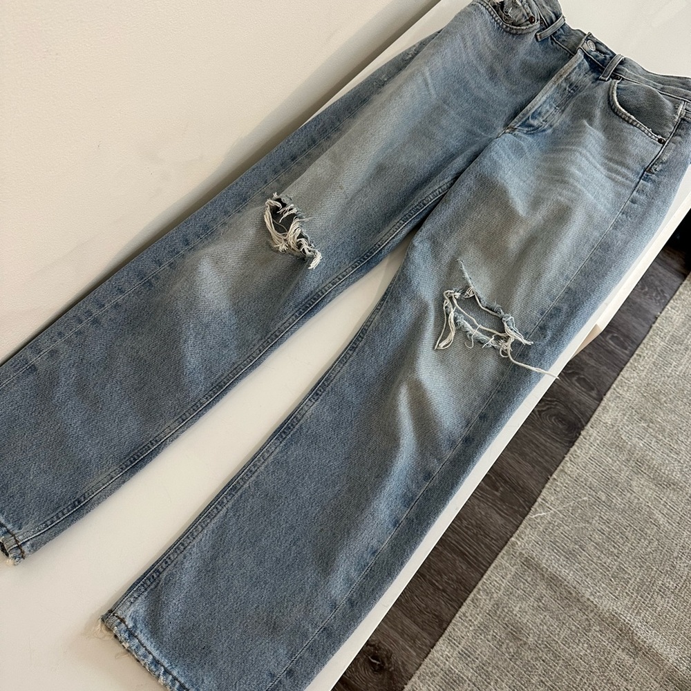 Agolde Distressed Straight Leg Jean